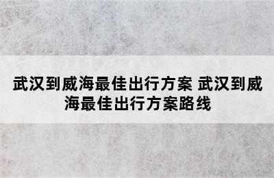 武汉到威海最佳出行方案 武汉到威海最佳出行方案路线